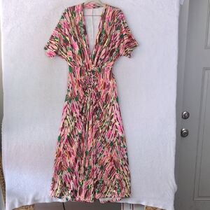 SHEIN‎ Women's Colorful Abstract Artsy Midi Dress Size M
